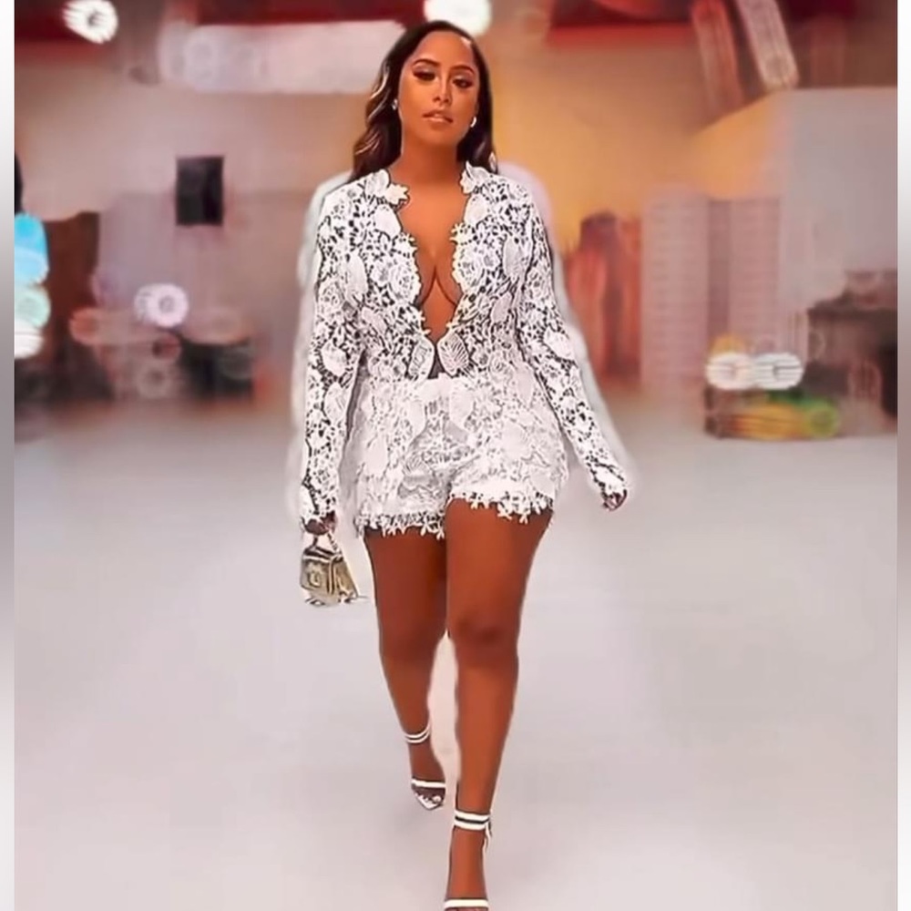 NWOT - White Lace Shorts and Top Set